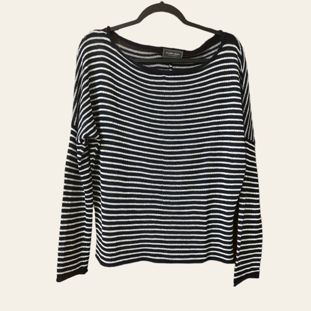 Wooden Ships Slouchy Navy and White Striped Sweater